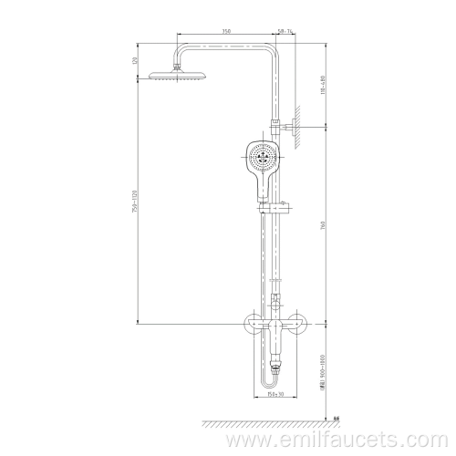 Bath rain waterfall Shower head Extension Arm